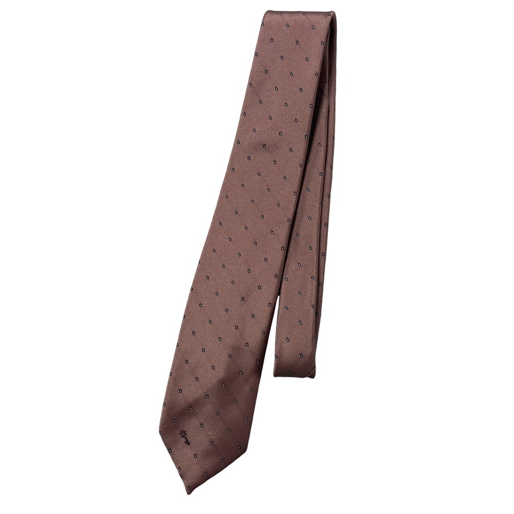 Allyn St. George Tie Mens One Size Brown Polka Dot Classic Woven Silk Necktie